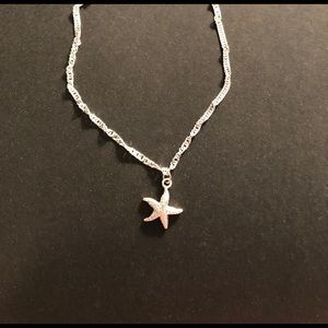 Starfish Ankle Bracelet Sterling Silver 10”